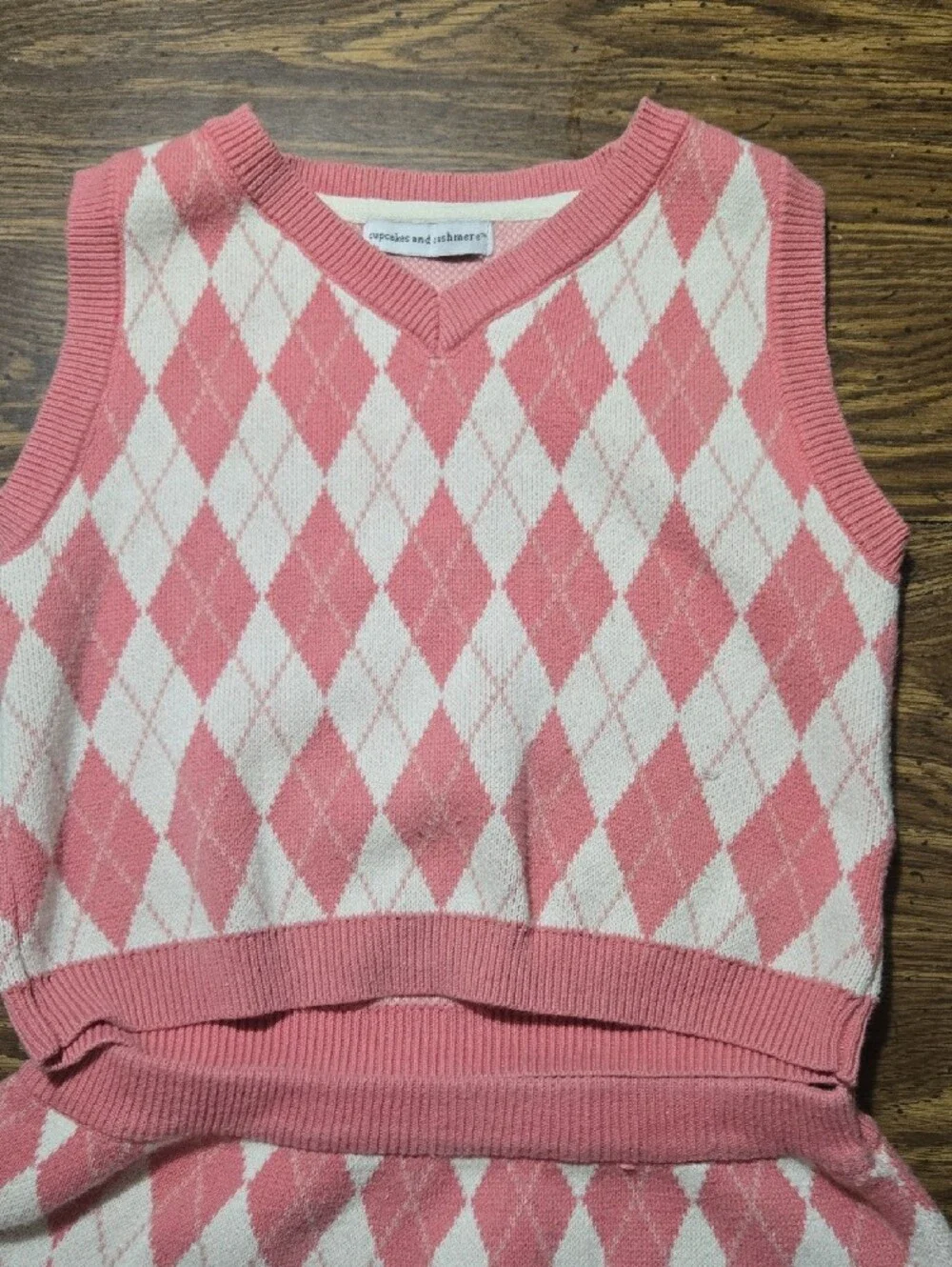 cupcakes & cashmere Pink and White Argyle Kids Matching Set